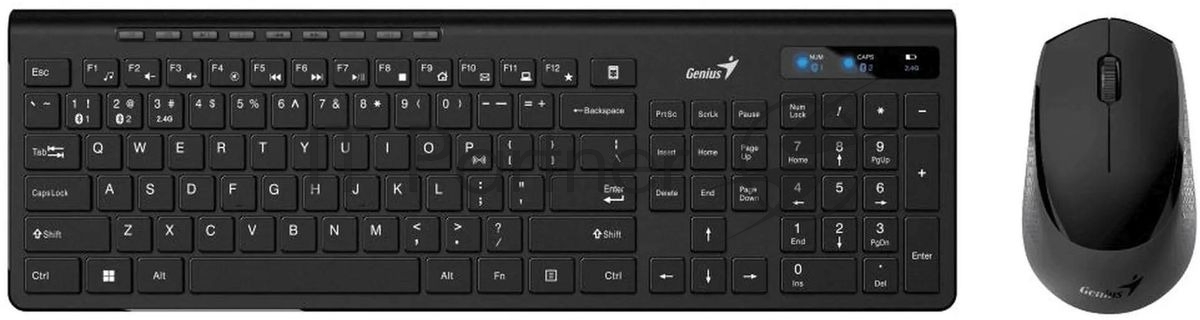 Клавиатура + мышь Genius Smart KM-8230 BLACK {USB,1 мини-ресивер на оба устройства,104 кл кнопка SmartGenius,  мембранная,800-1600 DPI} [31340015408]