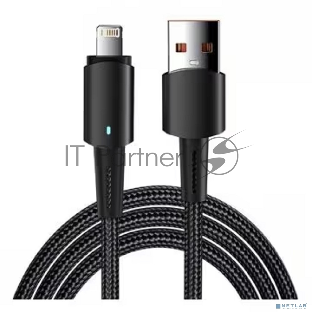 Кабель Rexant USB-A - Lightning для Apple, 2,4А, 1м, в черной нейлоновой оплетке, со световой индикацией