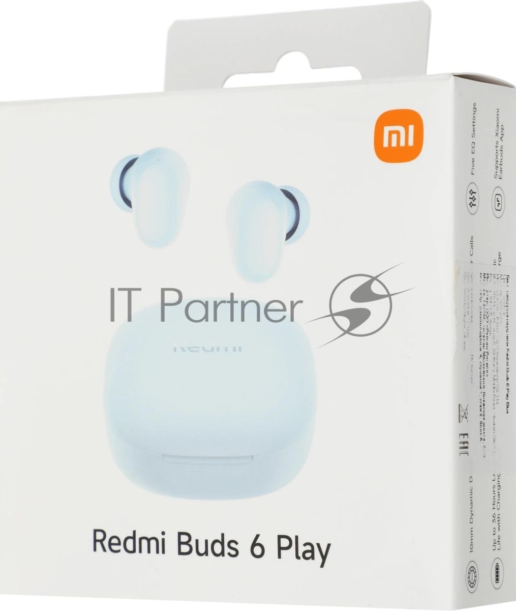 Наушники TWS Xiaomi Redmi Buds 6 Play синий, внутриканальные, Bluetooth, быстрая зарядка, до 7 ч