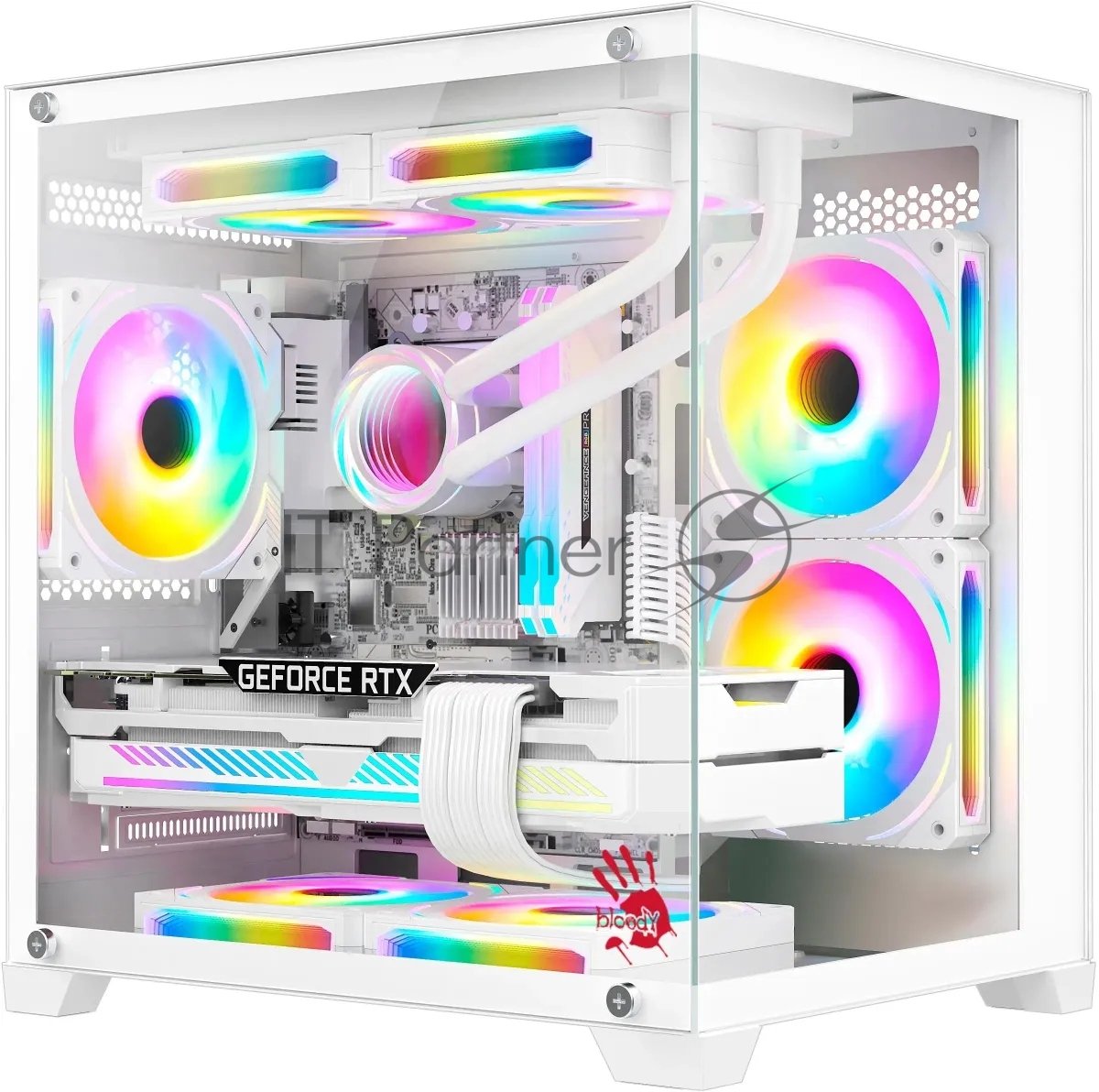Корпус для ПК Bloody - BD-CC105, mITX, mATX, 1х2.5", 2х3.5", 1xUSB2.0, 1xUSB3.0, Midi Tower, без БП, цвет белый, BD-CC105-WH