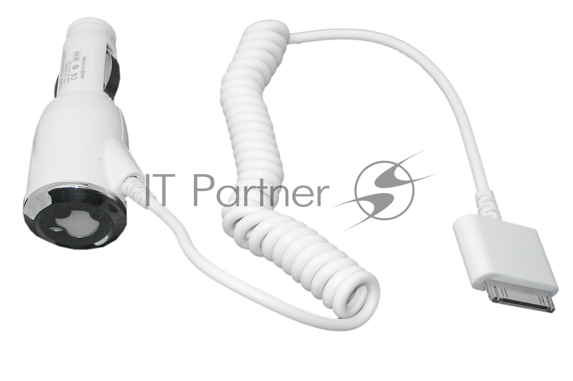 Автомобильная зарядка для Apple iPhone4s, iPhone4 (5V, 1A) белый