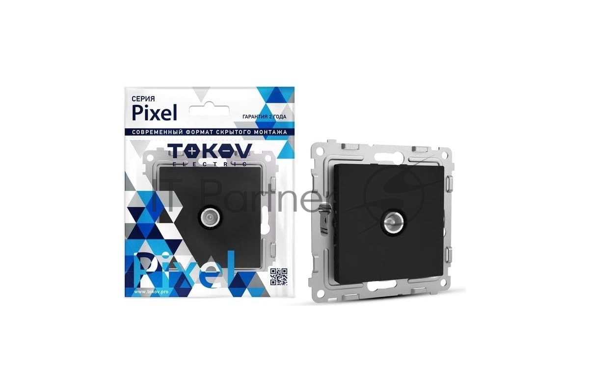Розетка TV TOKOV ELECTRIC проходная СП Pixel 4DB механизм карбон