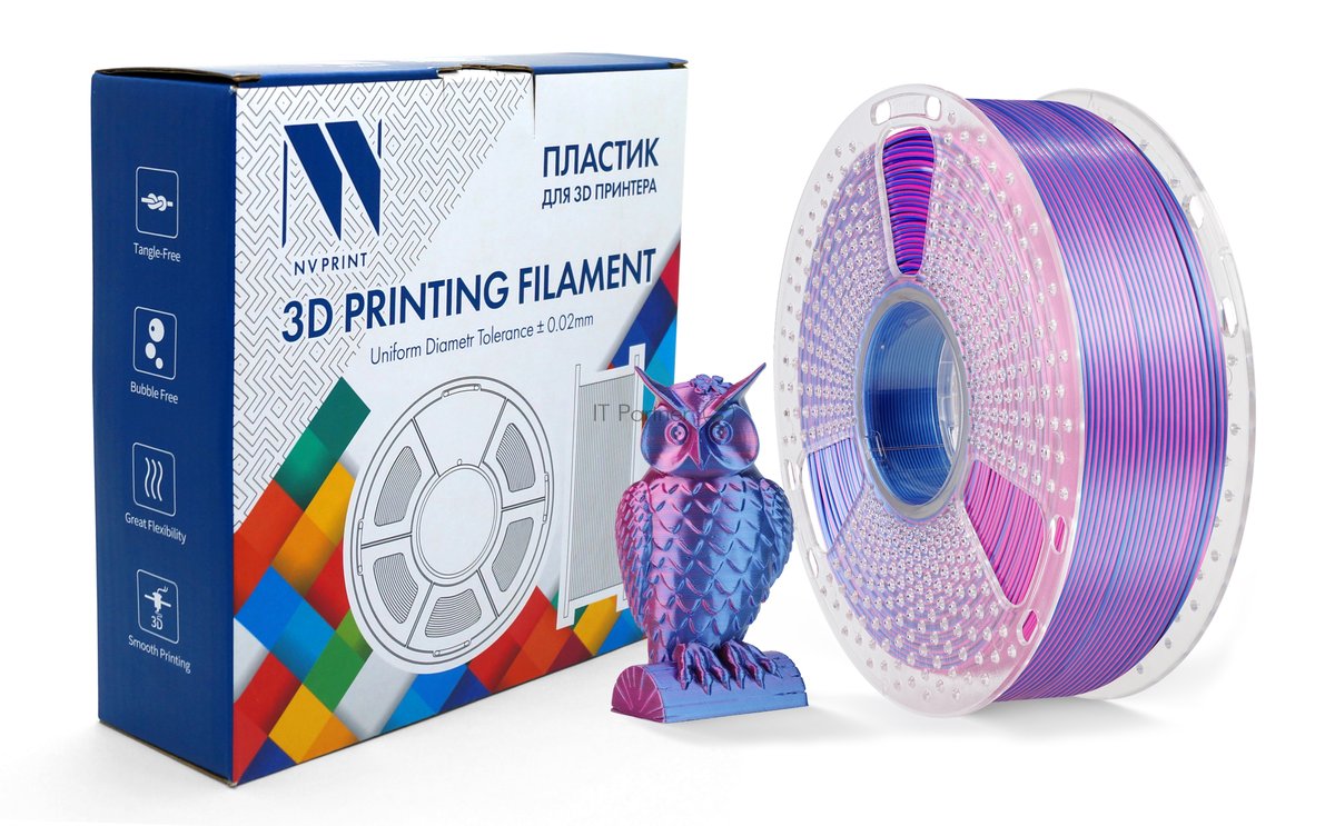 Филамент NV Print NV-3D-SILK-PLA-P-RED-BLUE, Silk PLA+, 1.75мм, 1кг