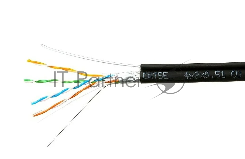 Кабель Cablexpert FPC-5051E-4-CU-OUTR, FTP outdoor 4x2x0.51 на тросу, медный, кат.5e, однож., 305м, coil, черный