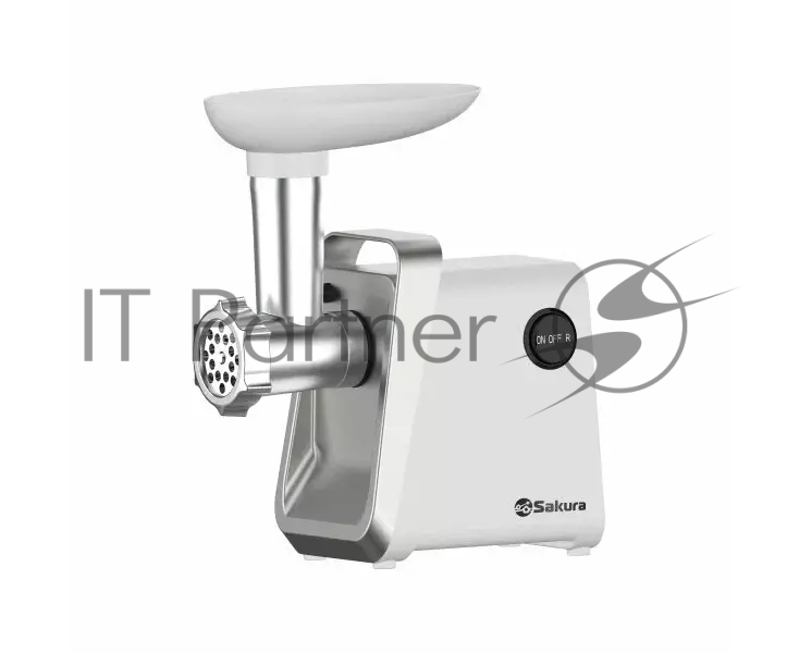 Мясорубка электрическая Sakura SA-6431W белый, 1600 Вт, 0.9 кг/мин, реверс, защита от перегрузки, насадки - 4