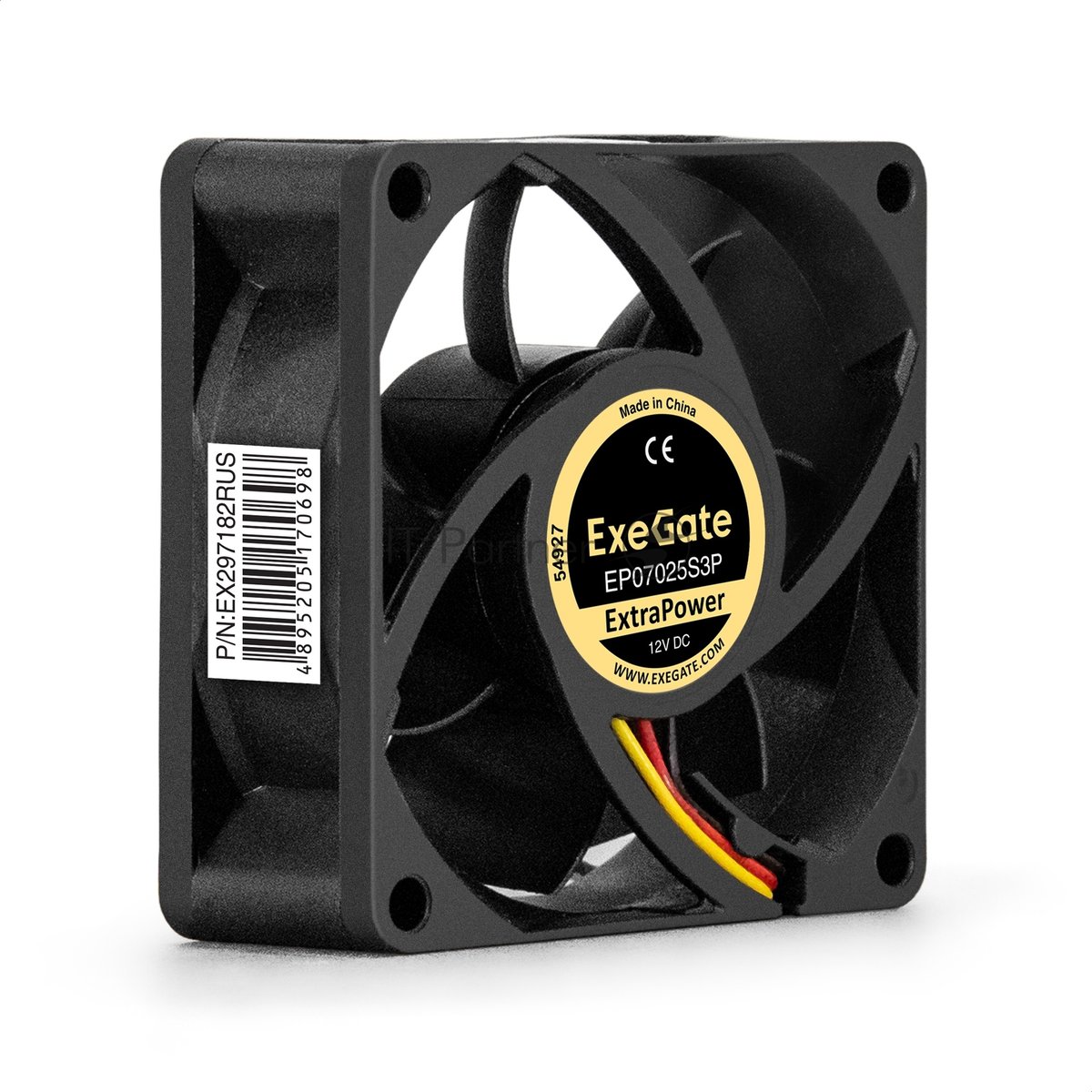 Exegate EX297182RUS Вентилятор 12В DC ExeGate ExtraPower EP07025S3P (70x70x25 мм, Sleeve bearing (подшипник скольжения), 3pin, 4800RPM, 46.2dBA)