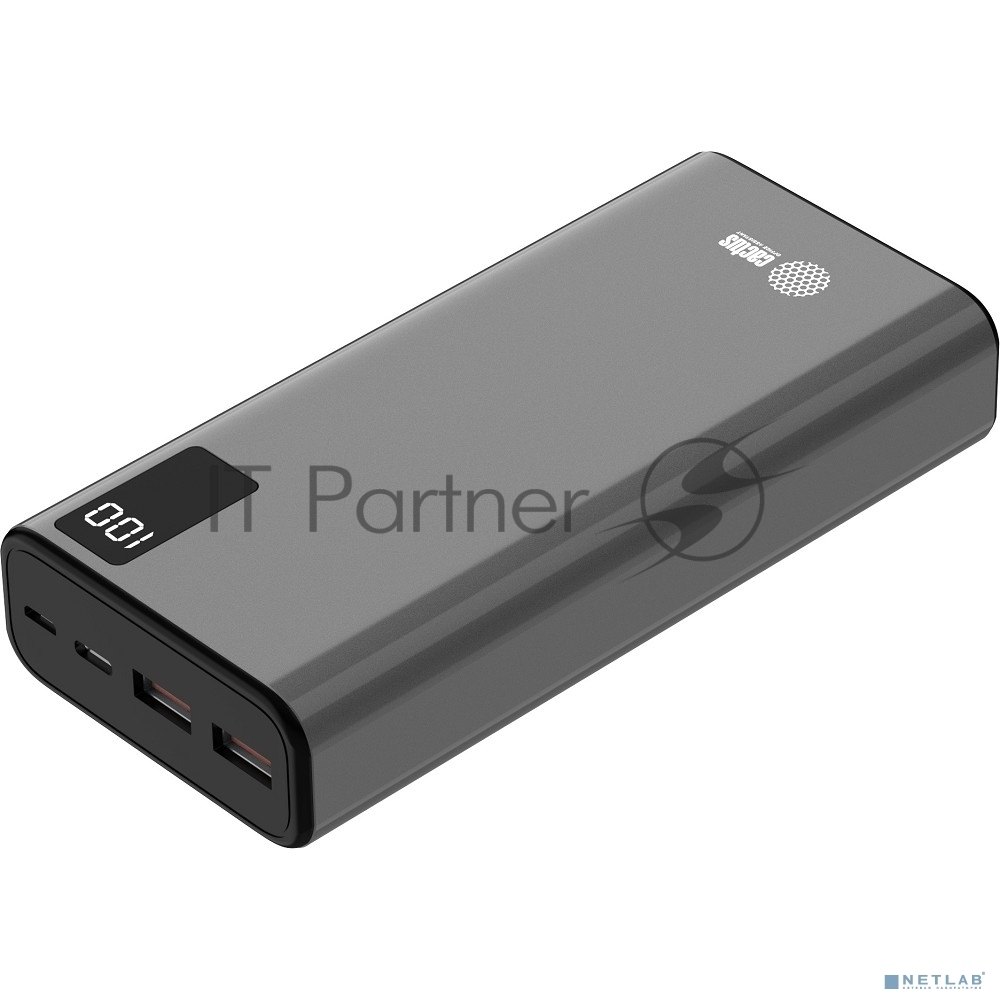 Портативный аккумулятор Cactus CS-PBFSFA-20000 20000mAh 4.5A 2xUSB-A/USB-C серый