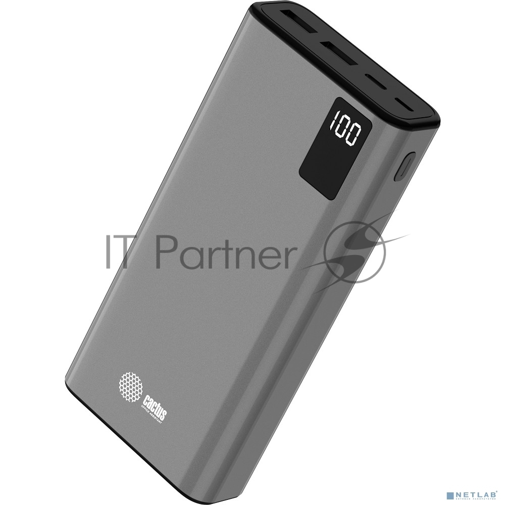 Портативный аккумулятор Cactus CS-PBFSFA-20000 20000mAh 4.5A 2xUSB-A/USB-C серый