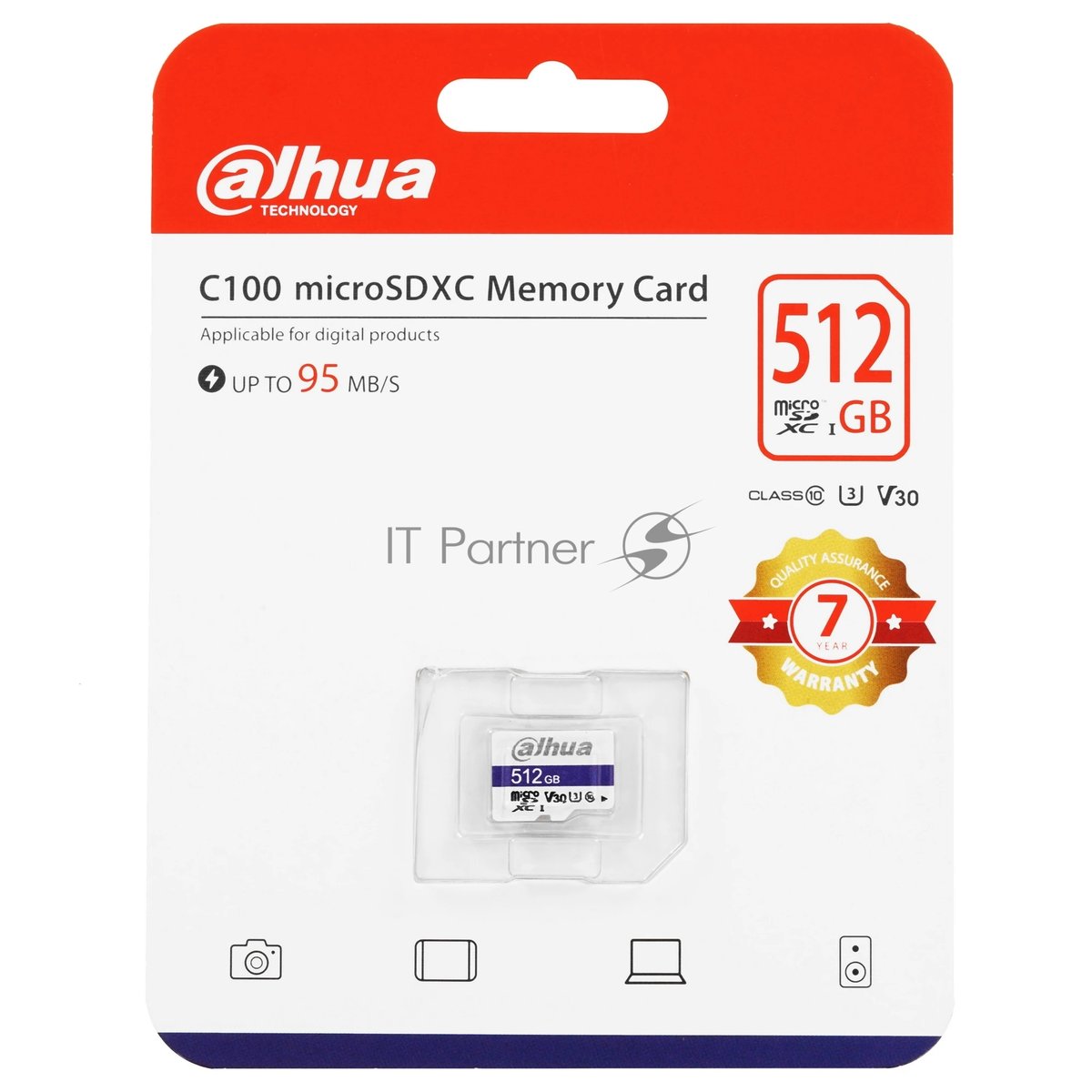 Флеш карта/DAHUA/DHI-TF-C100/белый/MicroSD/512Gb/Class 10/U3/V30 FAT32/100 МБ/с