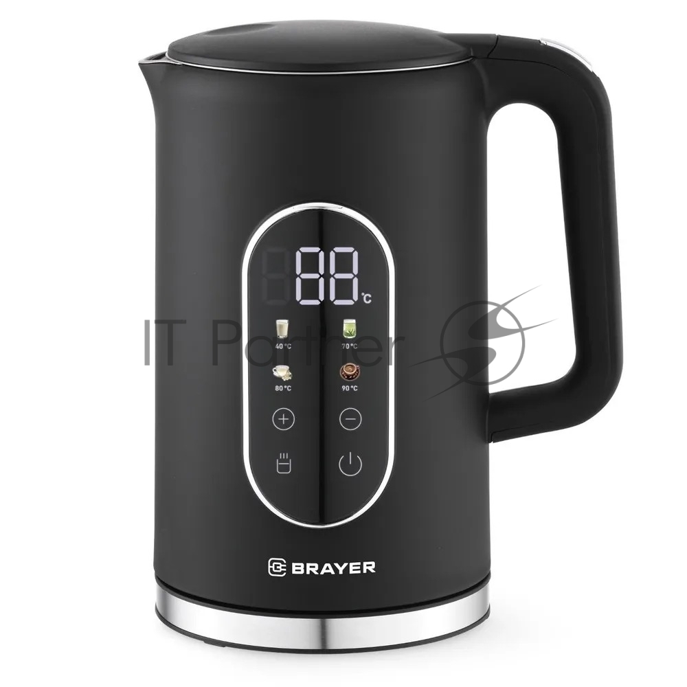 Чайник электрический BRAYER BR6107BK, черный, 1.7 л, 2200 Вт