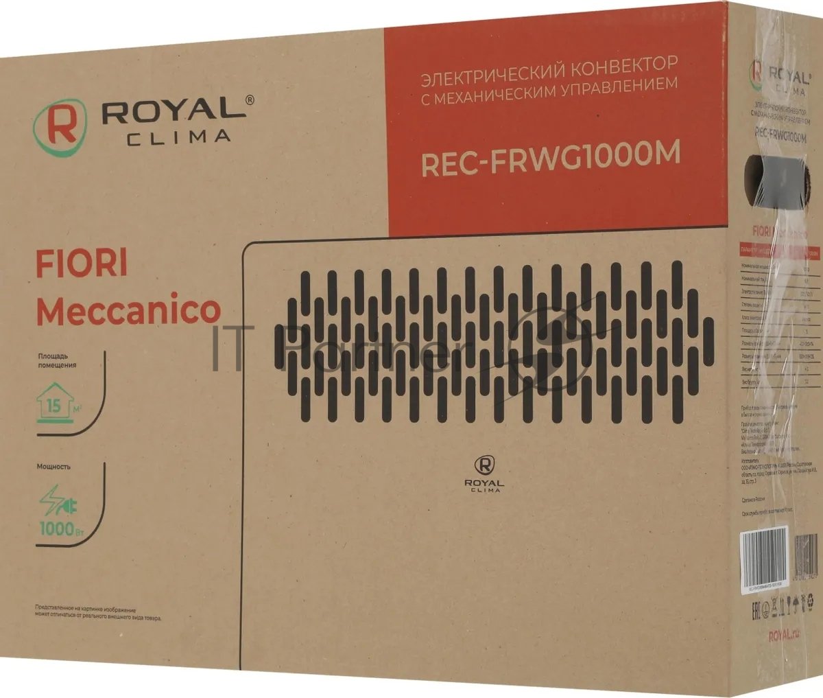 Конвектор электрический Royal Clima Fiori Meccanico REC-FRWG1000M белый, 15 м², 1000 Вт, термостат