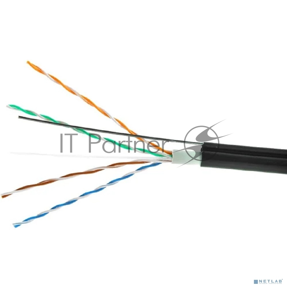 Кабель Cablexpert UPC-5051E-4-CU-OUTR, UTP outdoor 4x2x0.51 на тросу, медный, кат.5e, однож., 305м, coil, черный