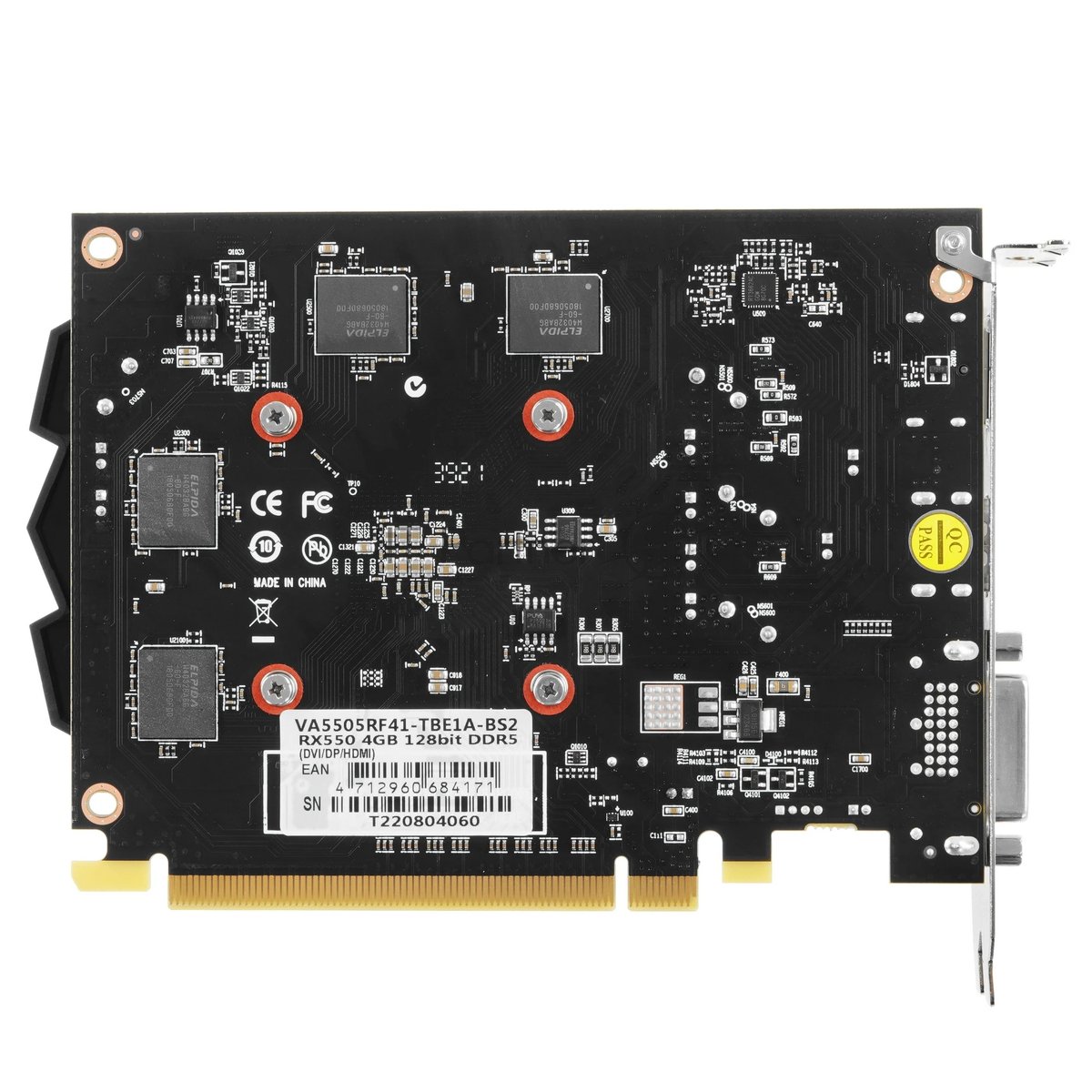 Видеокарта Biostar AMD Radeon RX 550, 4 GB GDDR5, 128 bit, DisplayPort, HDMI, DVI-D, GPU 1100 MHz