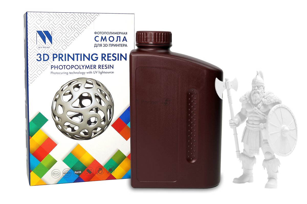 Фотополимерная смола NV Print NV-3D-WATER-WASHABLE-RESIN-WHITE, водовымываемая, 1кг