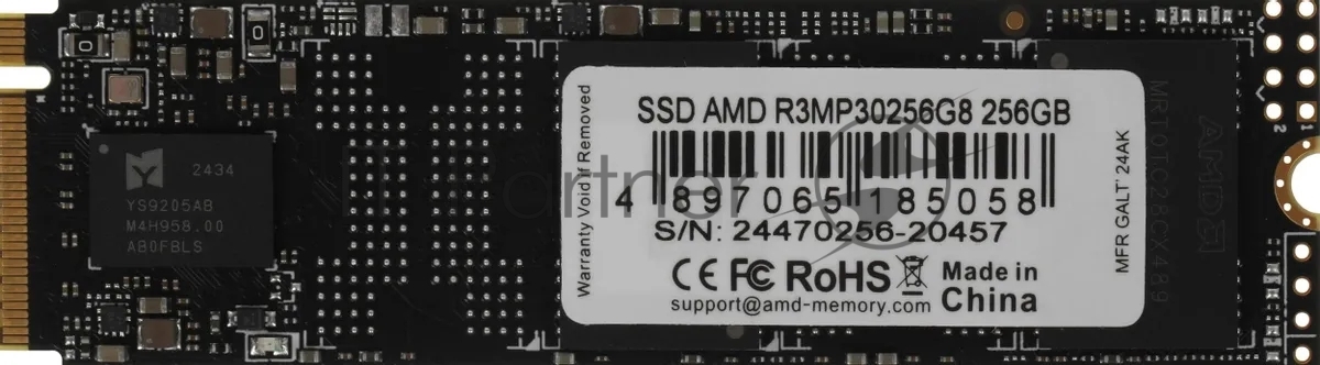 Накопитель SSD AMD Radeon R3MP30256G8, 256Gb, PCIe 3.0 x4, M.2 2280, NVMe, R/W 2000/1300