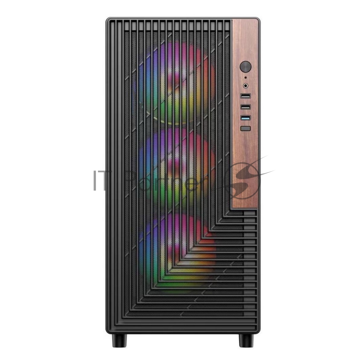 Корпус ACD ACD Citadel 101 ATX, Black, USB3.0*1 + USB2.0*2 + HD AUDIO, 1*12cm H1 argb fan at rear, 3*12cm H1 argb fas at front, TG (AH-TC1GA-000)