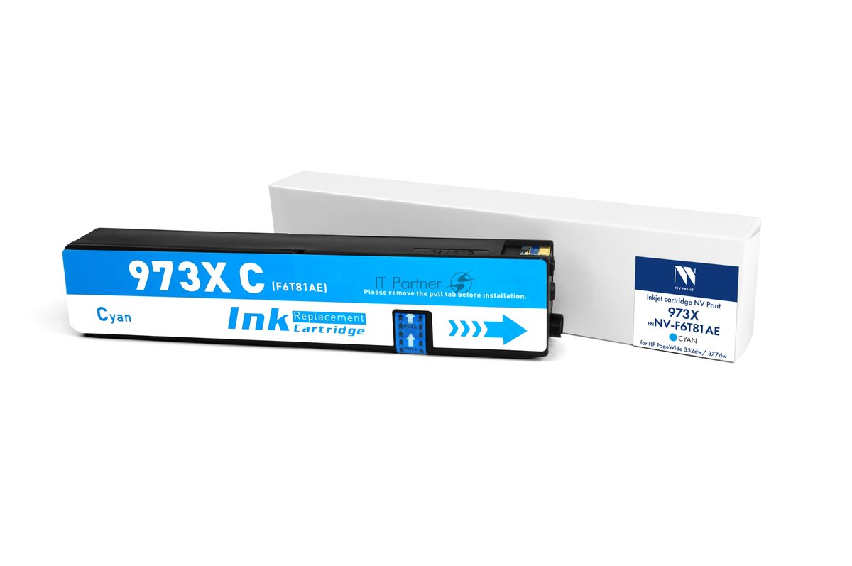 -/ Струйный картридж NV Print 973X (NV-F6T81AE) Cyan для HP PageWide 352dw/377dw/Pro 452d/477/552/577/Managed P55250dw/ P57750dw (7000 стр) совместимый
