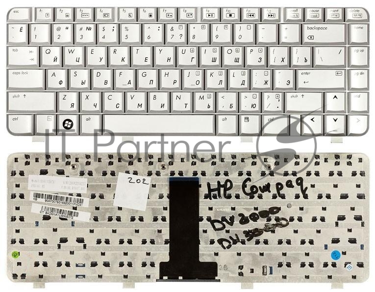 Клавиатура для ноутбука HP Pavilion DV2000, HP Compaq Presario V3000 серебристая