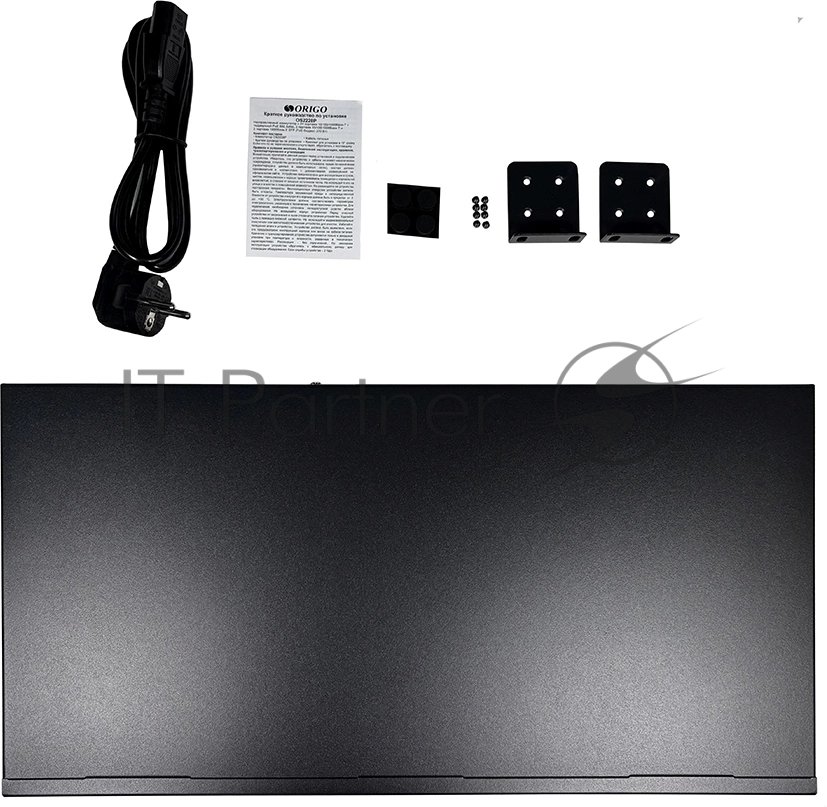 Коммутатор Origo OS2228P/370W/B1A, 26×1 Гбит/с (24 PoE+) + 2×1 Гбит/с SFP, неуправляемый