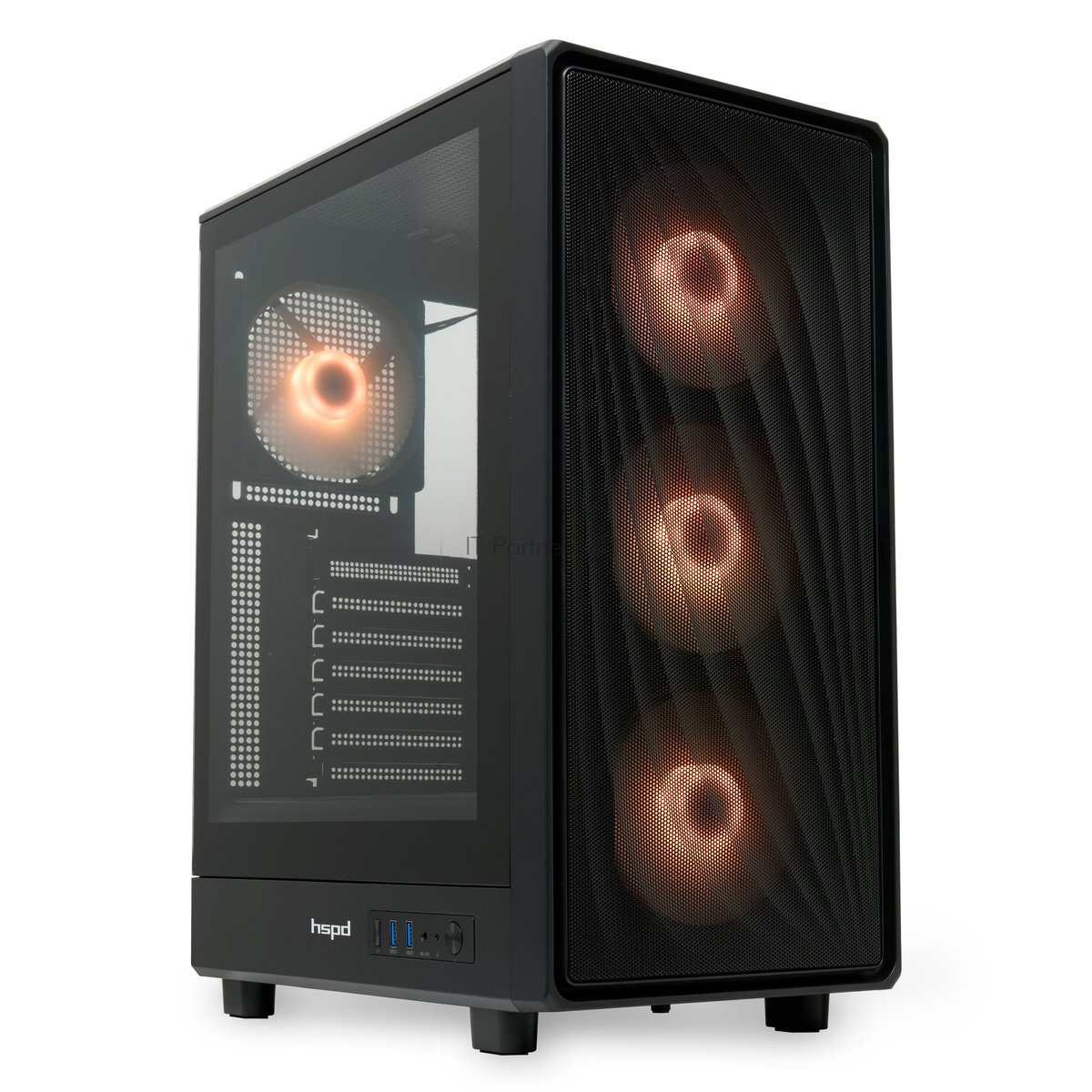 Компьютерный корпус HSPD M510, Mesh Mid Tower, черный, TG, 0.5 SPCC, 4x120мм ARGB ATX, mATX, mITX 180/280/160мм 1x2.5", 1x3.5", 7xPCI 2xUSB-A 3.0 517x277x418мм