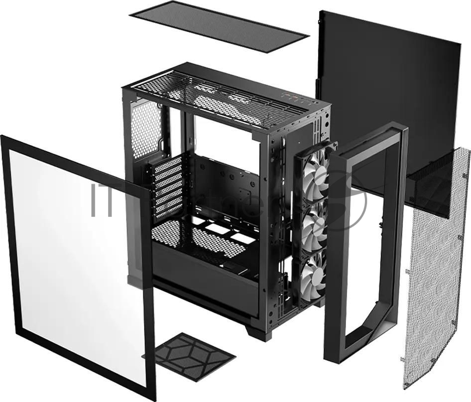 Компьютерный корпус PCCooler C3D510 BK ARGb, Tempered Glass Full Tower, Black, TG, 0.7 SPCC, 3x120мм ARGb E-ATX, ATX, mATX, mITX 170/390/410мм 2x2.5", 2x3.5", 7xPCI 2xUSB-A 3.0 454.8x220x490.6mm