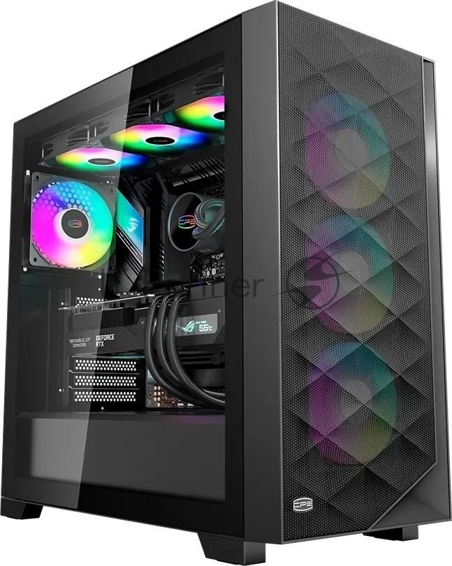 Компьютерный корпус PCCooler C3D510 BK ARGb, Tempered Glass Full Tower, Black, TG, 0.7 SPCC, 3x120мм ARGb E-ATX, ATX, mATX, mITX 170/390/410мм 2x2.5", 2x3.5", 7xPCI 2xUSB-A 3.0 454.8x220x490.6mm