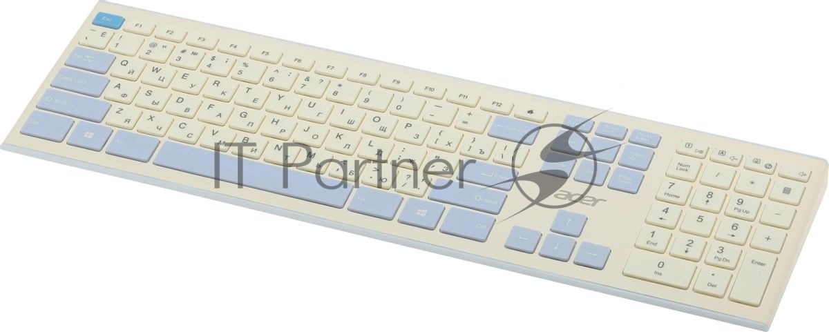Комплект клавиатура + мышь Acer OCC205 беспроводной USB, 1200 dpi, белый/голубой