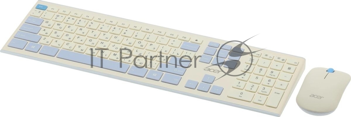 Комплект клавиатура + мышь Acer OCC205 беспроводной USB, 1200 dpi, белый/голубой
