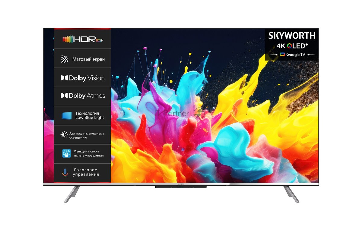 Телевизор Skyworth 43" 43Q66G Eye Care черный/серебристый QLED 4K UHD 60Hz Smart TV