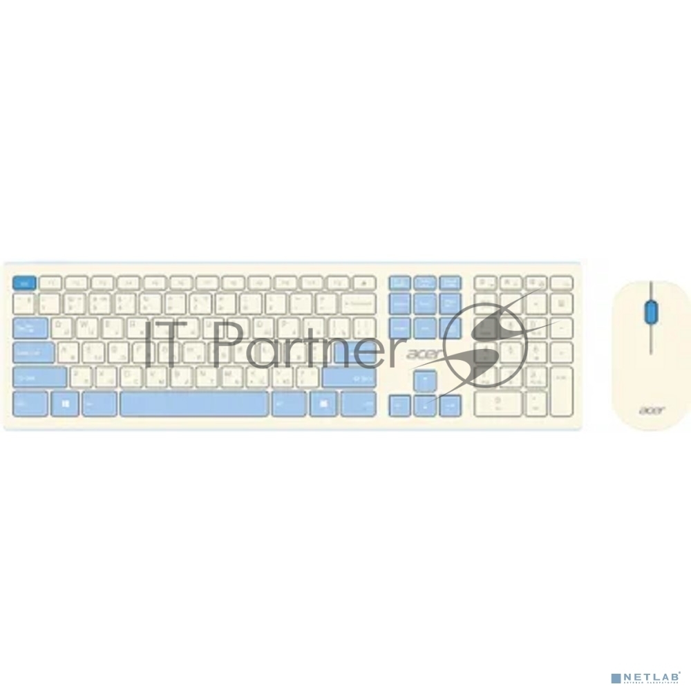 Комплект клавиатура + мышь Acer OCC205 беспроводной USB, 1200 dpi, белый/голубой