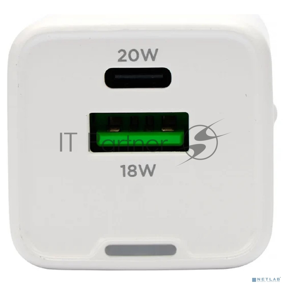 Зарядное устройство Cablexpert MP3A-PC-61, 20Вт GaN, 3А, QC4.0/PD, 1xUSB, 1xType-C, белый, пакет