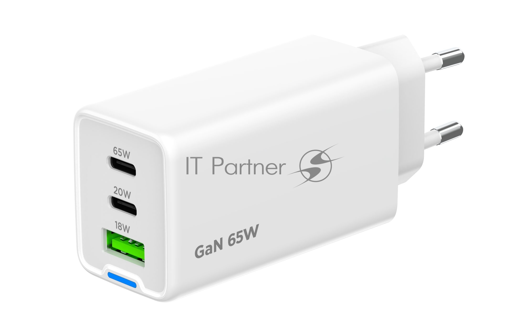 Зарядное устройство Cablexpert MP3A-PC-65, 65Вт GaN, 3,25A, QC4.0/PD, 2xType-C, 1xUSB, белый, коробка
