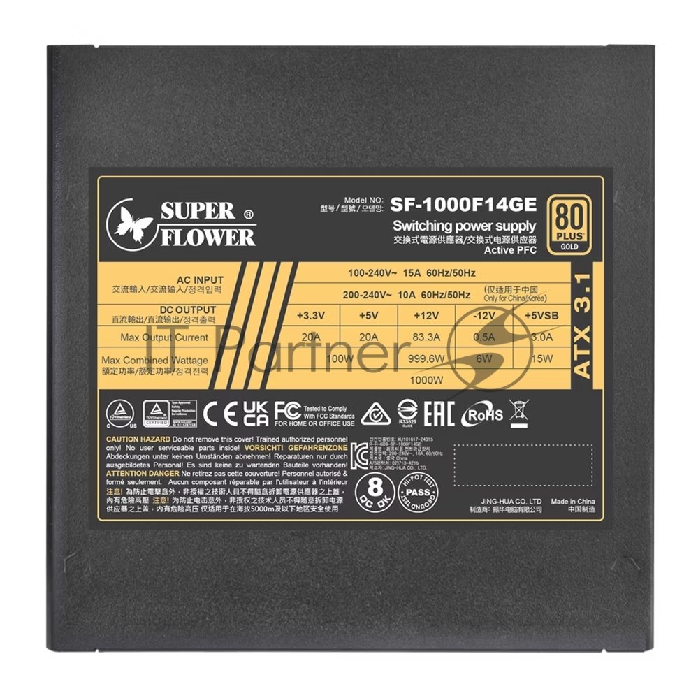 Блок питания Super Flower Power SupplyLeadex III Gold 1000W, 1000Вт, 80+ Gold, 140мм, модульный, черный