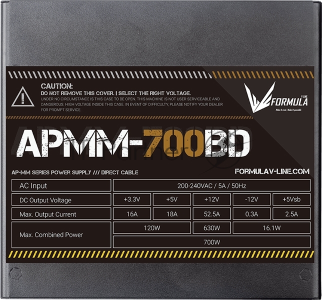 Блок питания Aerocool/Formula APMM-700BD, 700Вт, 80+ Bronze, 120мм, немодульный, черный