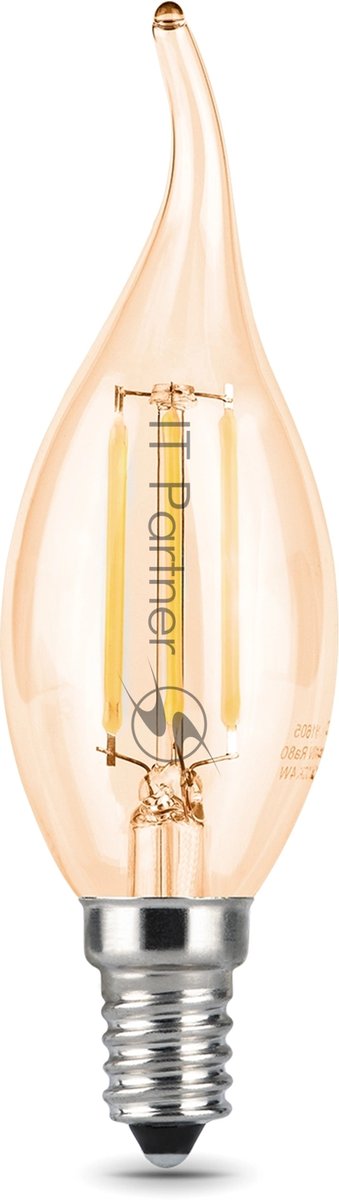 Лампа светодиодная филаментная Gauss Filament 5Вт цок.: E14 свеча 220B св. свеч. бел. нейт. (упак.: 10 шт)