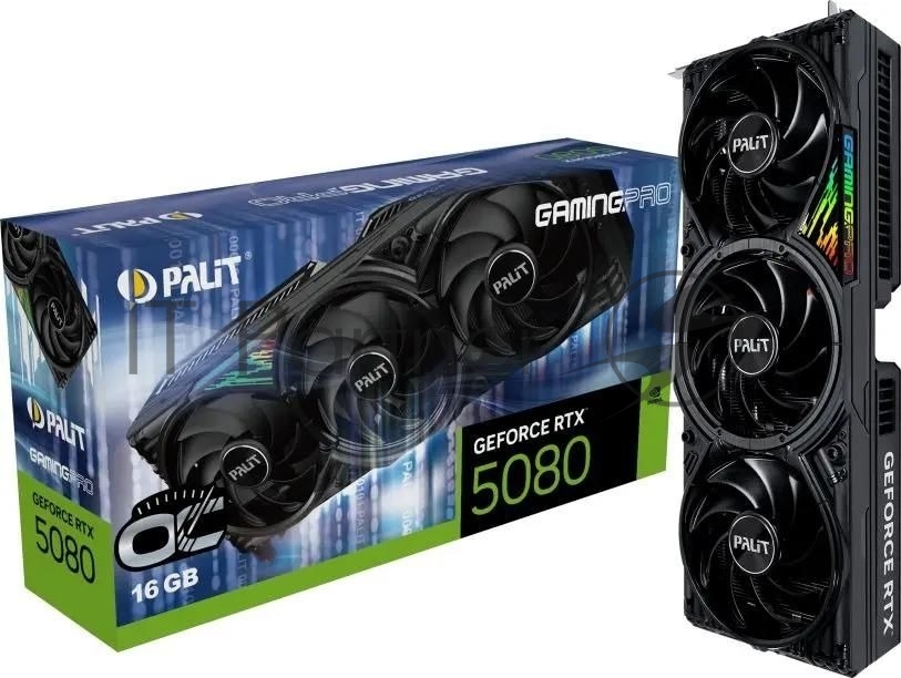 Видеокарта Palit GeForce RTX 5080 GamingPro OC, 16 GB GDDR7, 256 bit, 3xDisplayPort, HDMI, GPU 2700 MHz