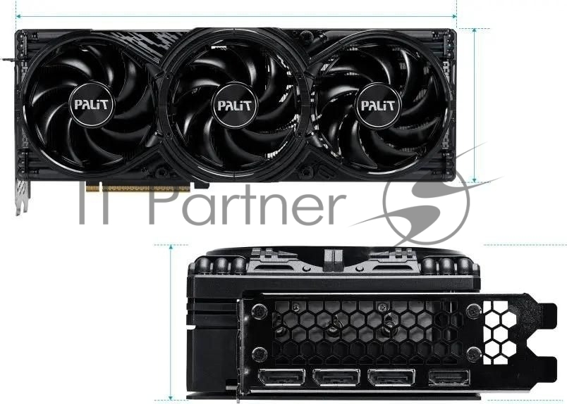 Видеокарта Palit GeForce RTX 5080 GamingPro OC, 16 GB GDDR7, 256 bit, 3xDisplayPort, HDMI, GPU 2700 MHz