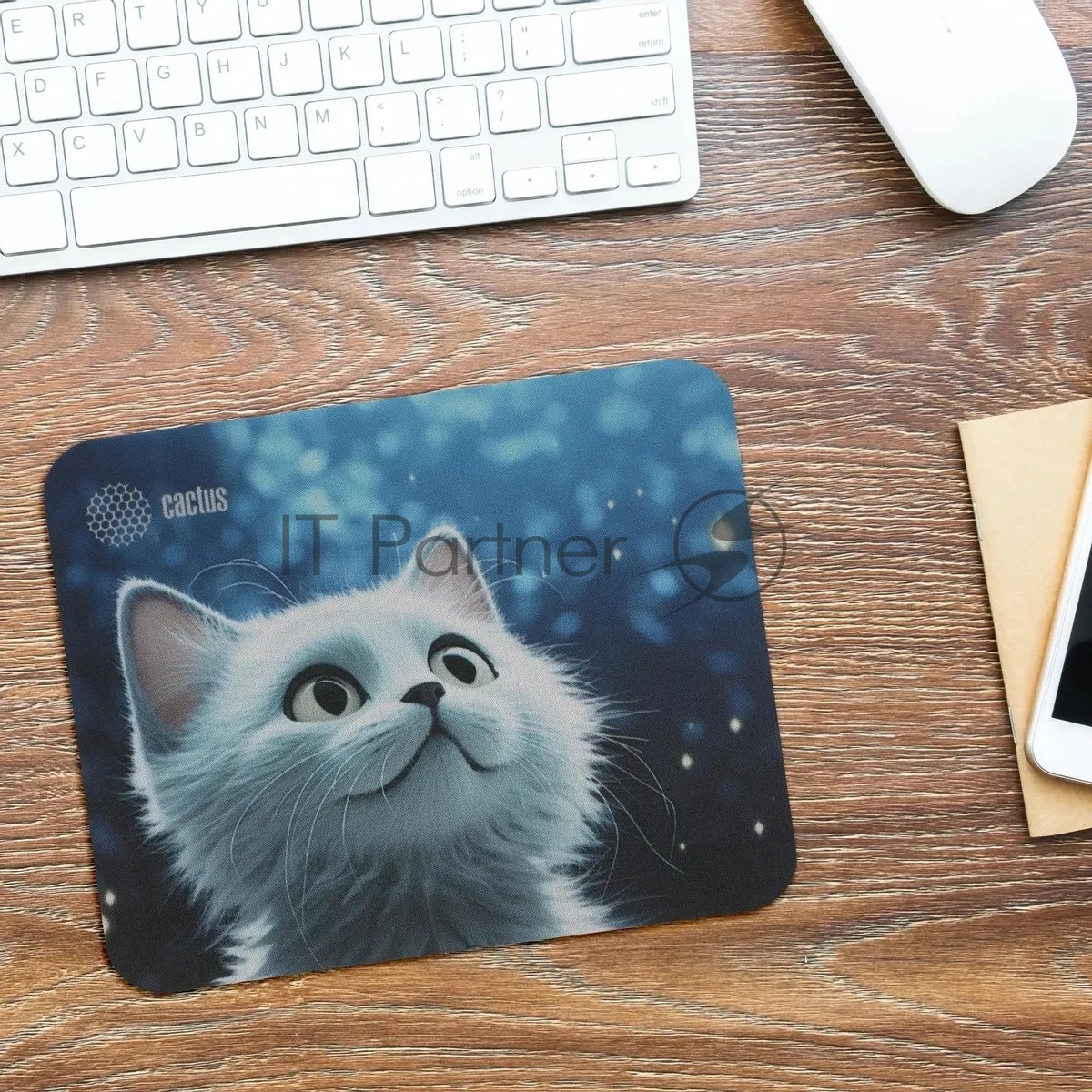 Коврик для мыши Cactus белый Cat 220x180x2мм (CS-MPC-P06XS)