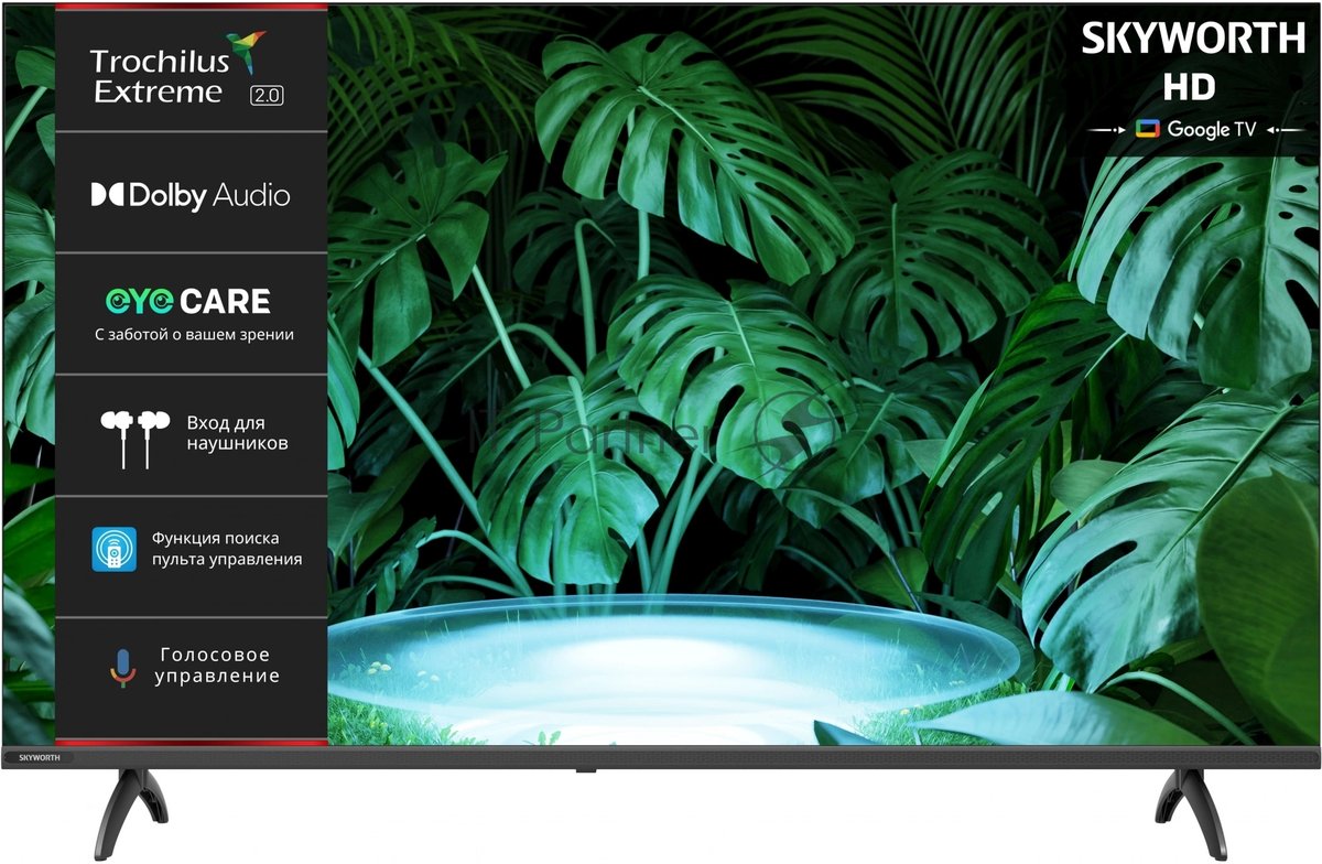 Телевизор LED Skyworth 43" 43E55G Google TV Frameless черный FULL HD 60Hz DVB-T DVB-T2 DVB-C DVB-S  DVB-S2  USB  WiFi Smar