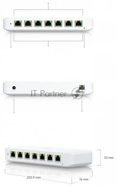 Коммутатор Ubiquiti UniFi Switch Ultra 60W PoE-коммутатор, 8х 1G RJ45, раздача 52 Вт