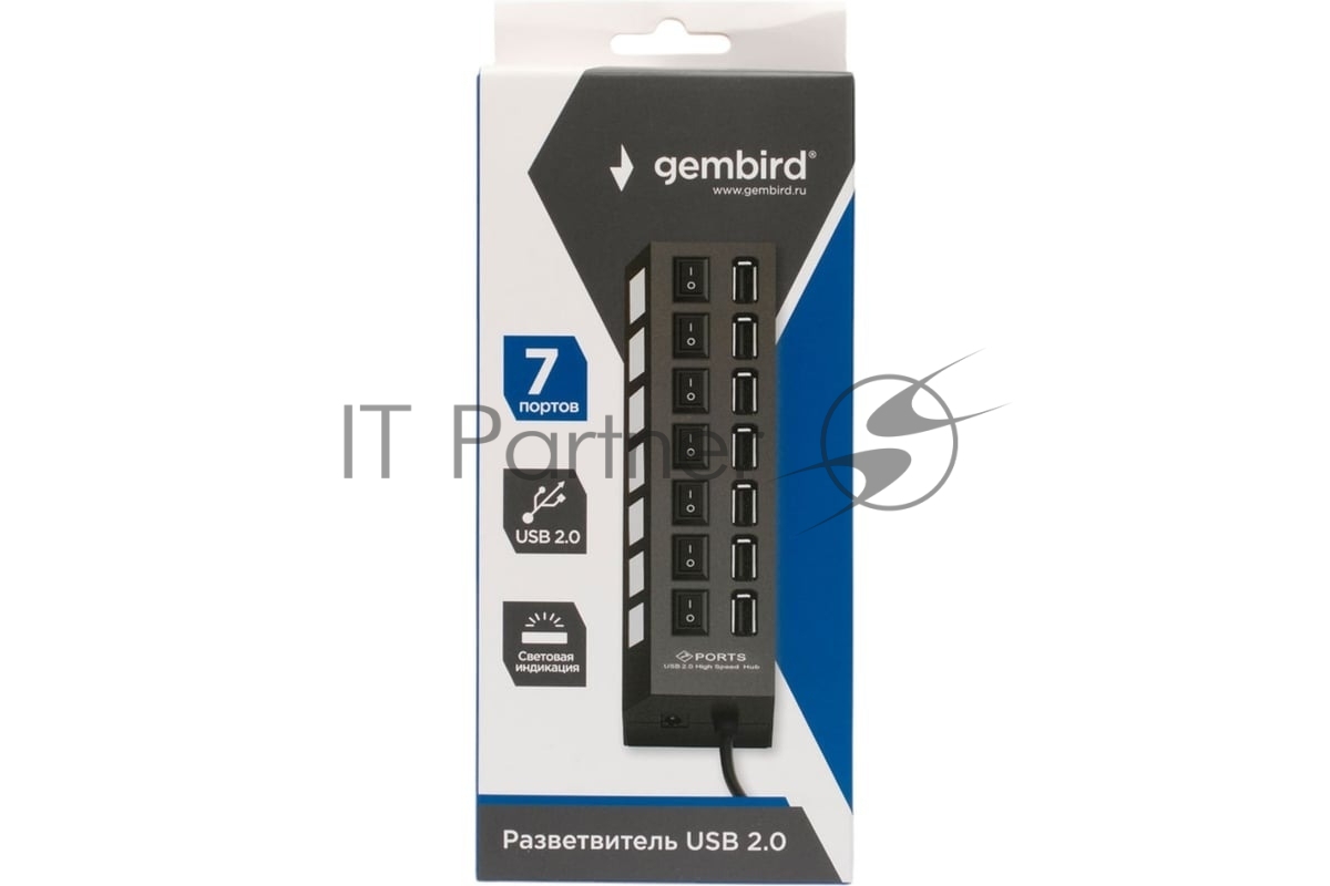 USB-концентратор Gembird UHB-U2P7-01, USB 2.0, 7хUSB, USB