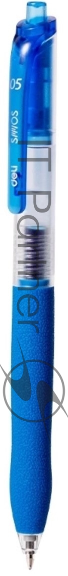 Ручка гелевая автоматическая Deli EG075-BL, d=0.5мм, синие чернила, резиновая манжета