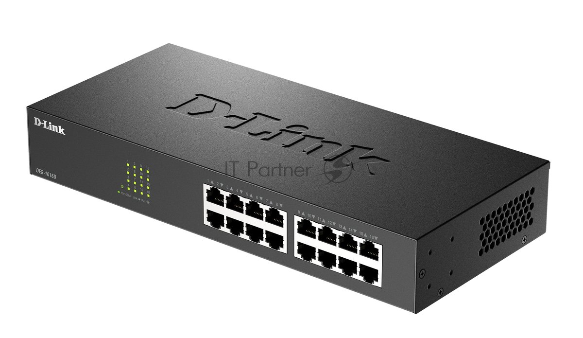 Коммутатор D-Link DES-1016D/I1A, 16×100 Мбит/с, неуправляемый