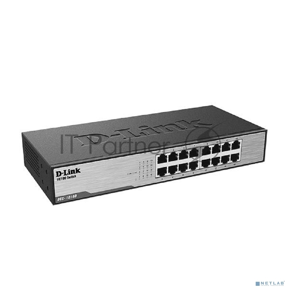 Коммутатор D-Link DES-1016D/I1A, 16×100 Мбит/с, неуправляемый