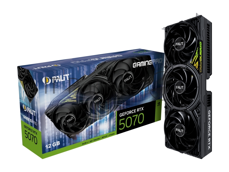 Видеокарта Palit GeForce RTX 5070 GamingPro, 12 GB GDDR7, 192 bit, 3xDisplayPort, HDMI, GPU 2325 MHz