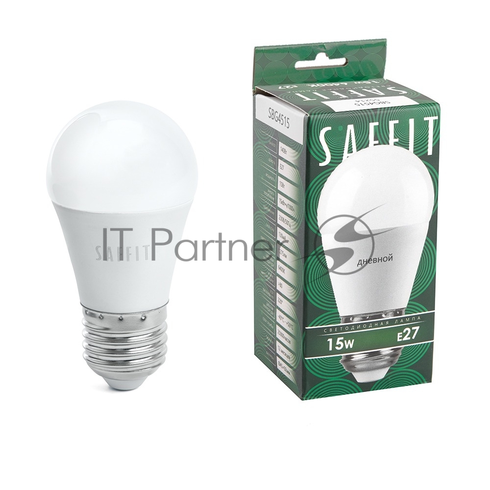 Лампа светодиодная SAFFIT SBG4515 LED 15Вт Е27 дневной матовый шар