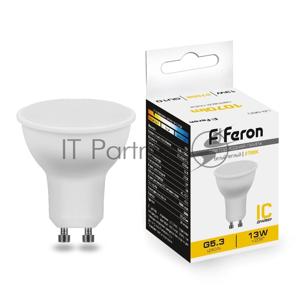 Лампа светодиодная Feron LB-960 LED 13вт 230В GU10 теплый