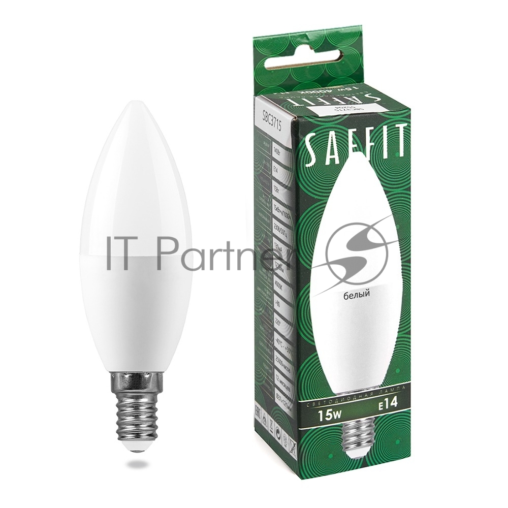 Лампа светодиодная SAFFIT 55204, 15Вт, E14, матовая свеча