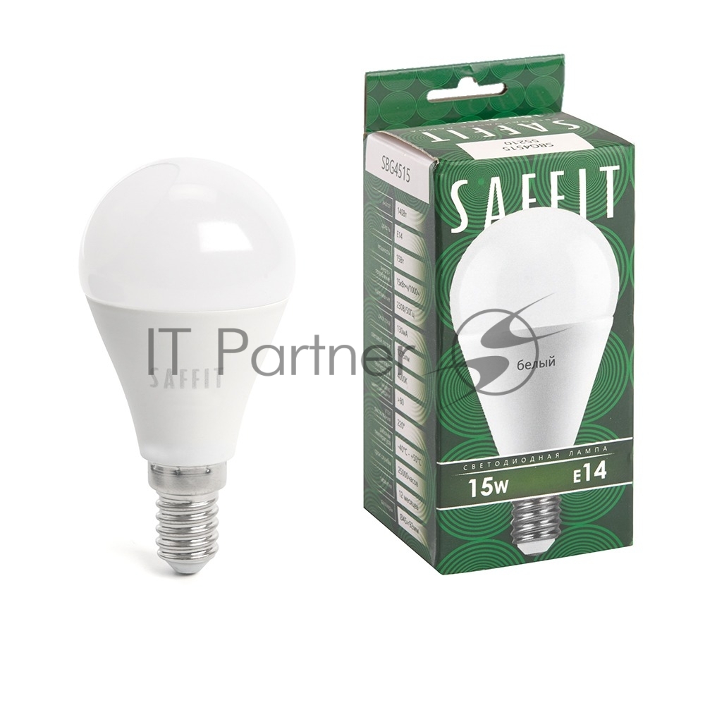 Лампа SAFFIT 55210, LED 15Вт E14, шар матовый