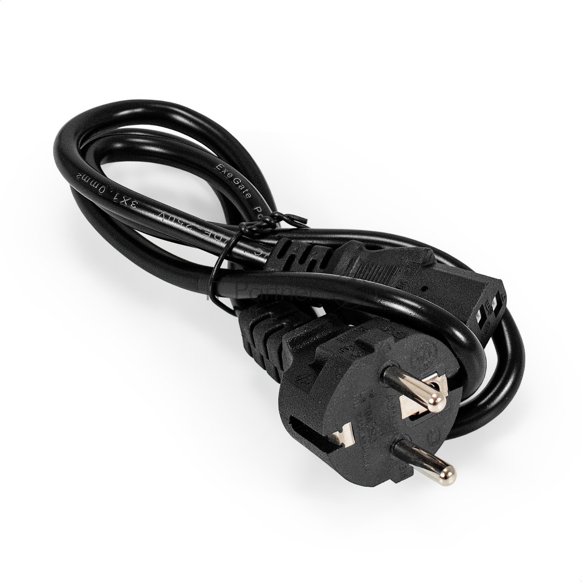 Кабель питания ExeGate Power PC-1P (Евровилка Schuko->C13, VDE-250V-3*1.0мм2, медь, черный, 16A, 1м)